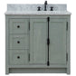 37 in. Single Vanity in Gray Ash Finish with White Carrara Top and Oval Sink - Right Doors/Right Sink, Plantation Collection