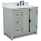 37 in. Single Vanity in Gray Ash Finish with White Carrara Top and Rectangle Sink - Right Doors/Right Sink, Plantation Collection