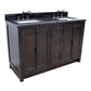 55 in. Double Vanity in Brown Ash Finish with Black Galaxy Top and Rectangle Sink, Plantation Collection