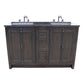 55 in. Double Vanity in Brown Ash Finish with Black Galaxy Top and Rectangle Sink, Plantation Collection