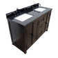 55 in. Double Vanity in Brown Ash Finish with Black Galaxy Top and Rectangle Sink, Plantation Collection