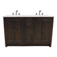 55 in. Double Vanity in Brown Ash Finish with Gray Granite Top and Rectangle Sink, Plantation Collection