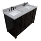 55 in. Double Vanity in Brown Ash Finish with Gray Granite Top and Rectangle Sink, Plantation Collection