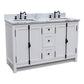 55 in. Double Vanity in Glacier Ash Finish with White Carrara Marble Top and Rectangle Sink, Plantation Collection