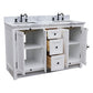 55 in. Double Vanity in Glacier Ash Finish with White Carrara Marble Top and Rectangle Sink, Plantation Collection