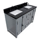 55 in. Double Vanity in Gray Ash Finish with Black Galaxy Granite Top and Rectangle Sink, Plantation Collection