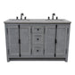 55 in. Double Vanity in Gray Ash Finish with Gray Granite Top and Rectangle Sink, Plantation Collection