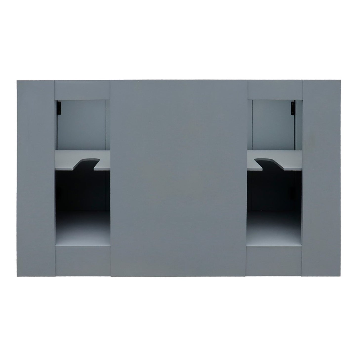 55 in. Double Vanity in Gray Ash Finish with White Carrara Marble Top and Rectangle Sink, Plantation Collection