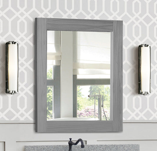 24 in. Wood Frame Mirror in Gray Ash Finish