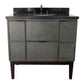 37 in. Single Vanity in Linen Gray Finish with Black Galaxy Top and Oval Sink, Paris Collection