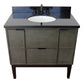 37 in. Single Vanity in Linen Gray Finish with Black Galaxy Top and Oval Sink, Paris Collection