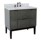 37 in. Single Vanity in Linen Gray Finish with White Carrara Top and Oval Sink, Paris Collection