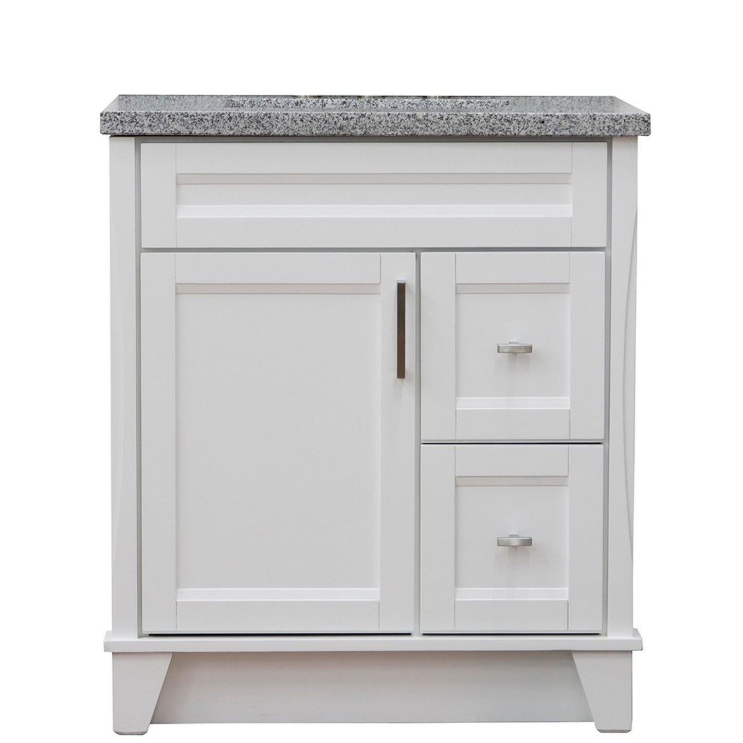 31 in. Single Sink Vanity in White Finish with Gray Granite with Rectangle Sink