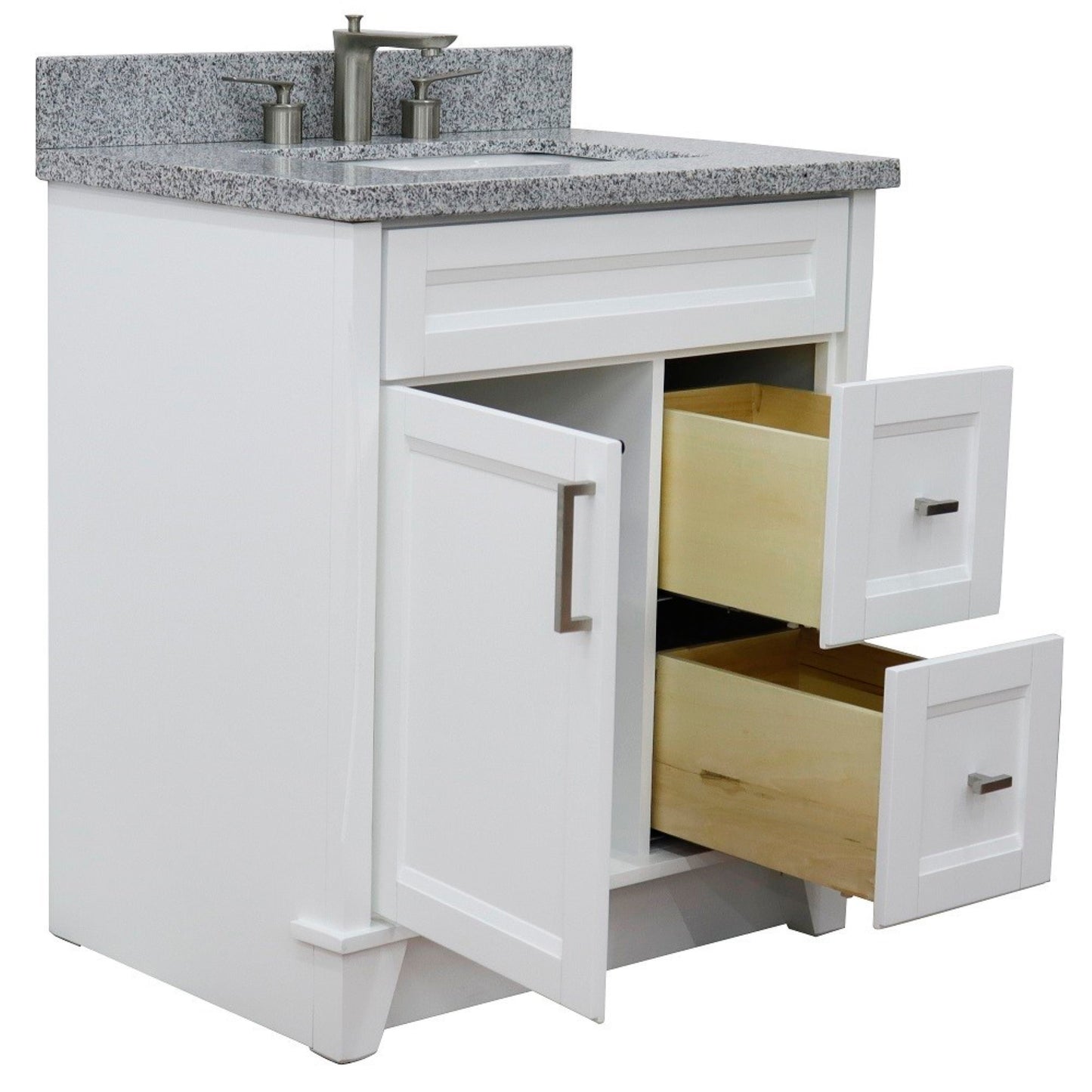 31 in. Single Sink Vanity in White Finish with Gray Granite with Rectangle Sink