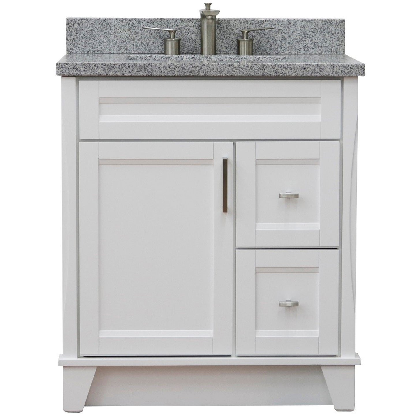 31 in. Single Sink Vanity in White Finish with Gray Granite with Rectangle Sink