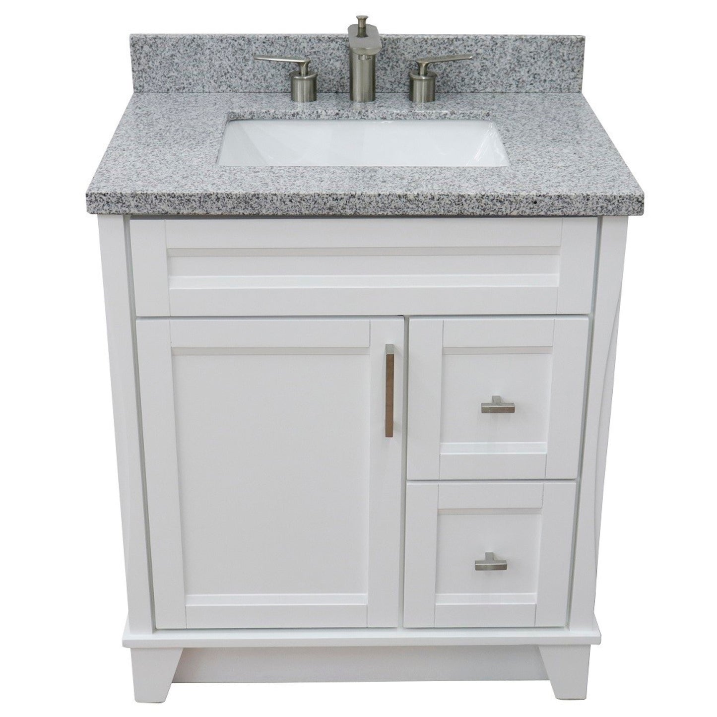 31 in. Single Sink Vanity in White Finish with Gray Granite with Rectangle Sink