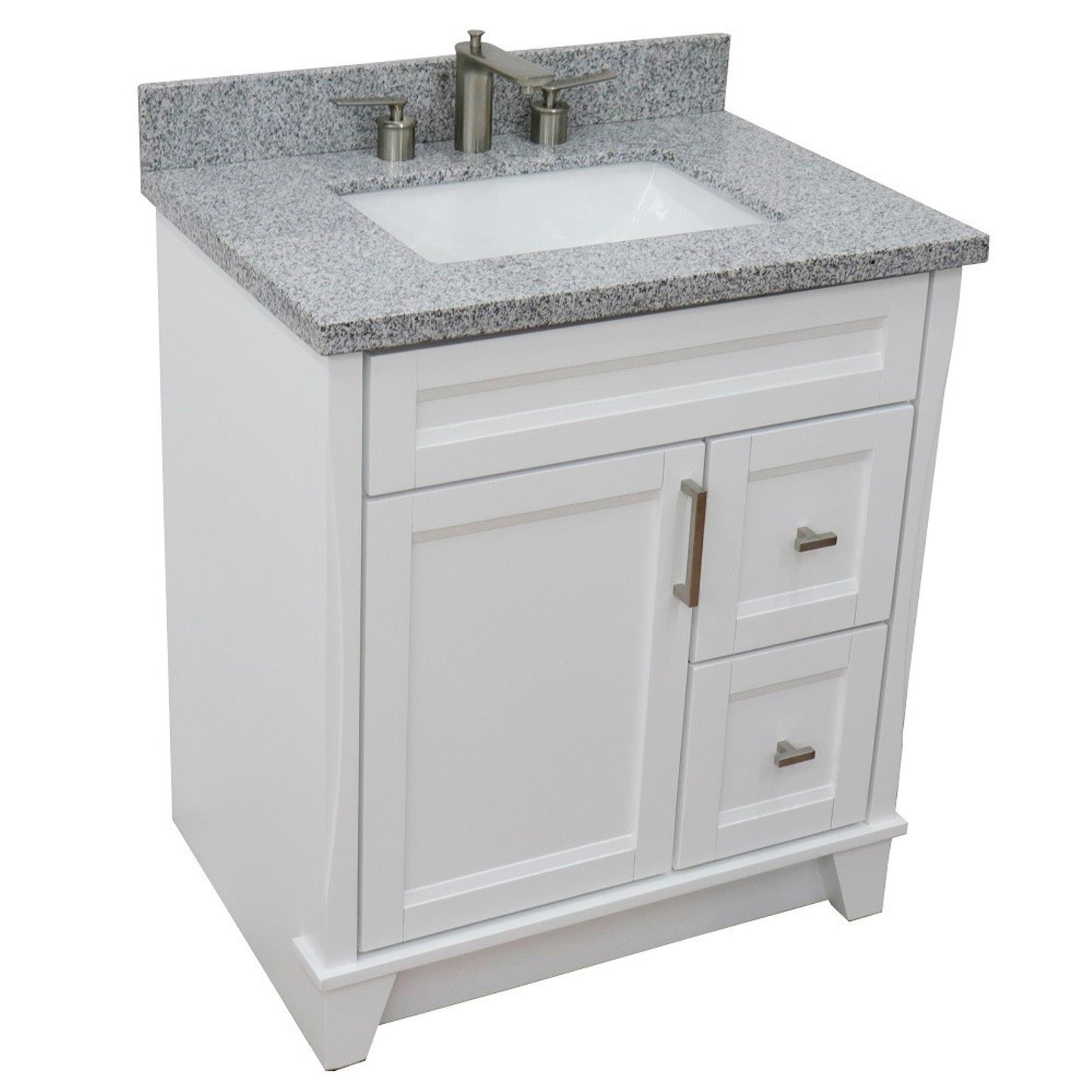 31 in. Single Sink Vanity in White Finish with Gray Granite with Rectangle Sink