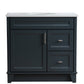 37 in. Single Vanity in Dark Gray Finish with White Quartz and Oval Sink- Left Door/Center Sink