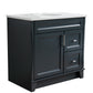 37 in. Single Vanity in Dark Gray Finish with White Quartz and Oval Sink- Left Door/Center Sink