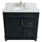 37 in. Single Vanity in Dark Gray Finish with White Quartz and Oval Sink- Left Door/Center Sink