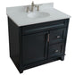 37 in. Single Vanity in Dark Gray Finish with White Quartz and Oval Sink- Left Door/Center Sink