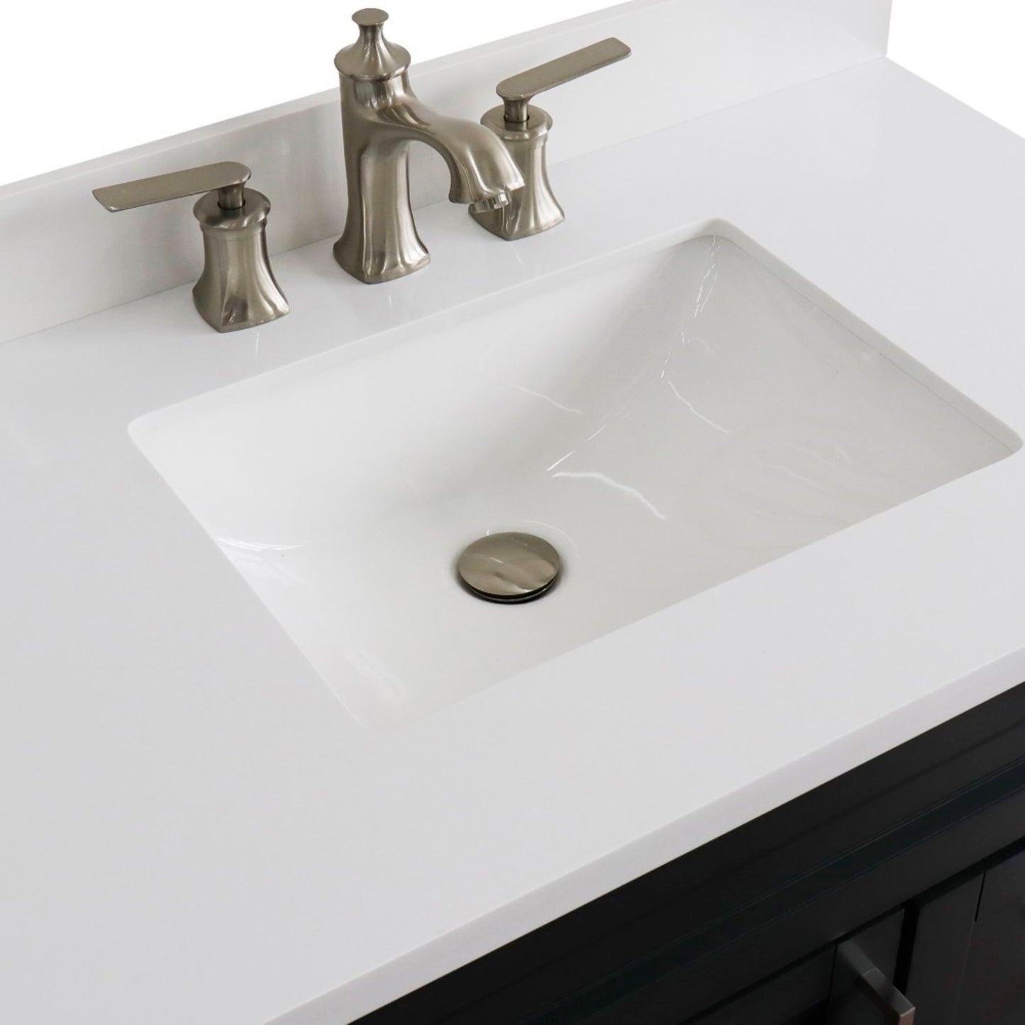 37 in. Single Vanity in Dark Gray Finish with White Quartz and Rectangle Sink- Left Door/Center Sink