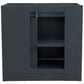 37 in. Single Vanity in Dark Gray Finish with White Quartz and Rectangle Sink- Left Door/Center Sink