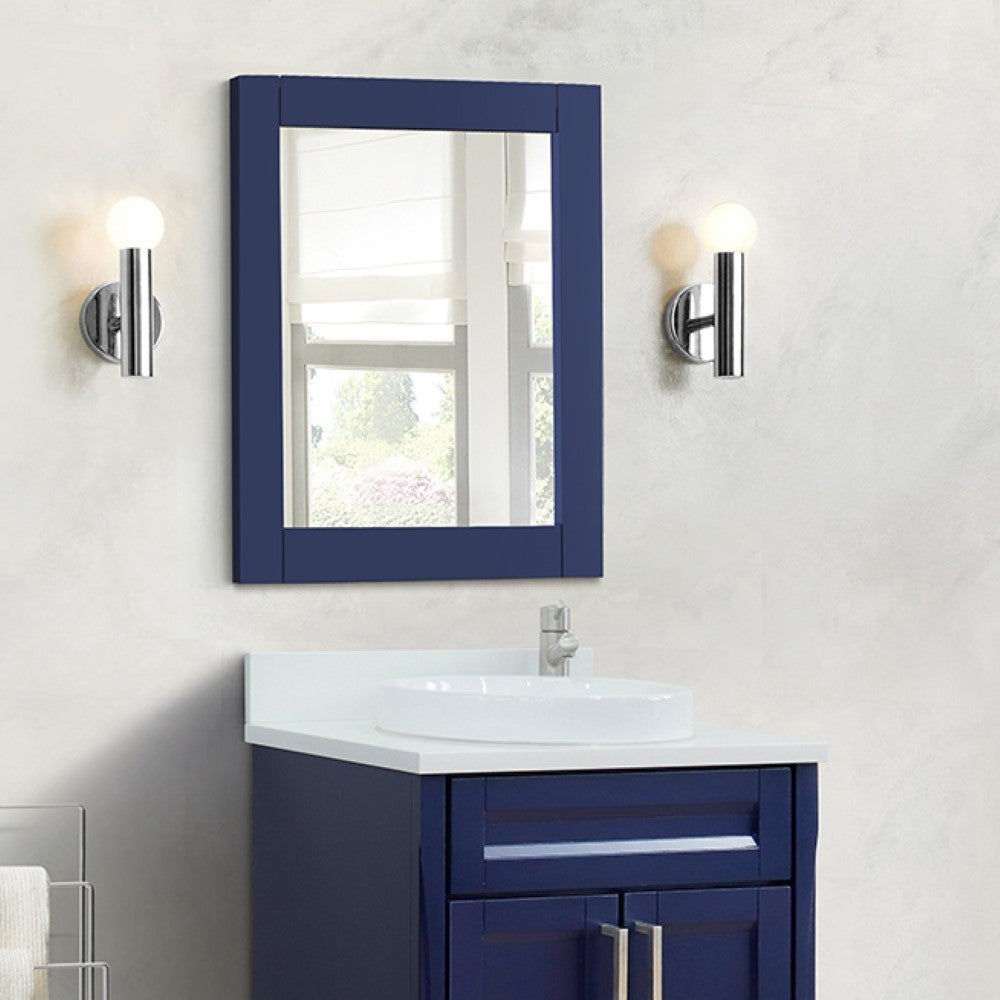 24 in. Wood Frame Mirror in Blue Finish