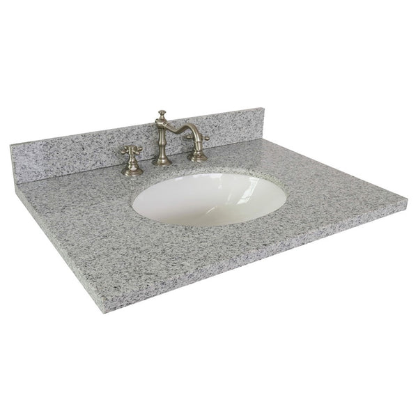 25 in. Gray Granite Counter Top and Single Oval Sink