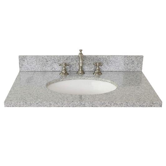 25 in. Gray Granite Counter Top and Single Oval Sink