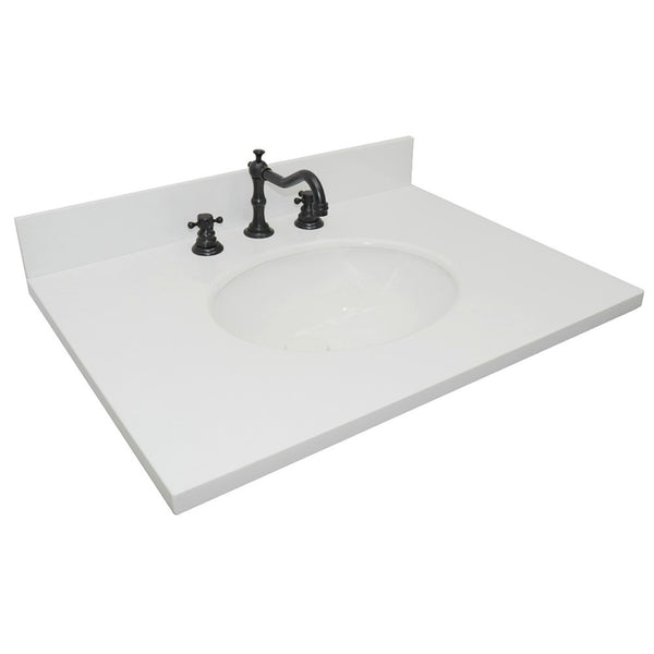 31 in. White Quartz Top with Oval Sink