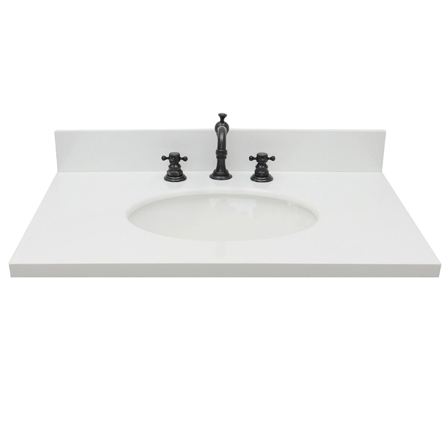 31 in. White Quartz Top with Oval Sink