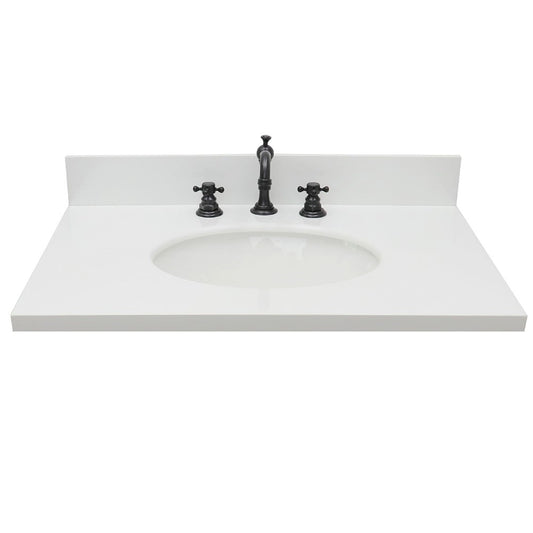 31 in. White Quartz Top with Oval Sink