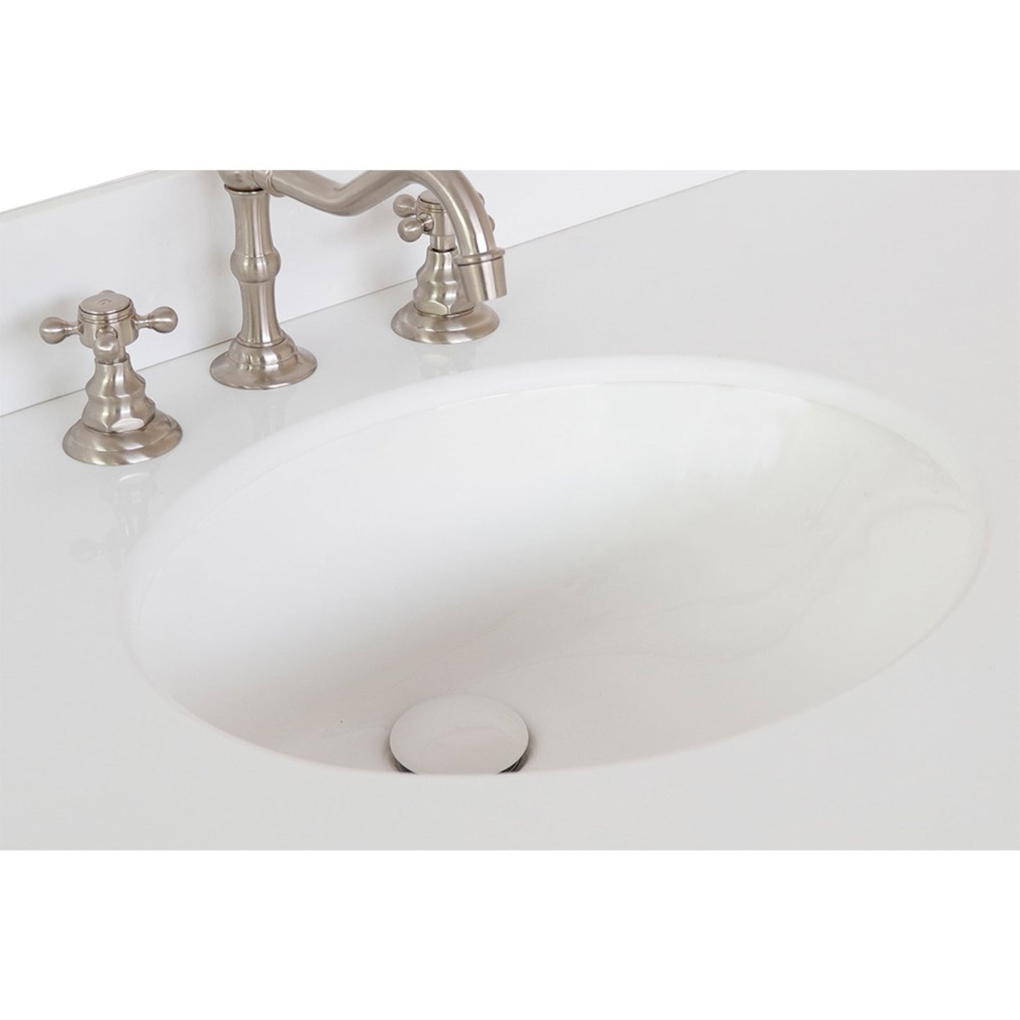 31 in. White Quartz Top with Oval Sink