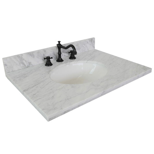 25 in. White Carrara Counter Top and Single Oval Sink