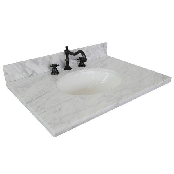 31 in. White Carrara Marble Top with Oval Sink