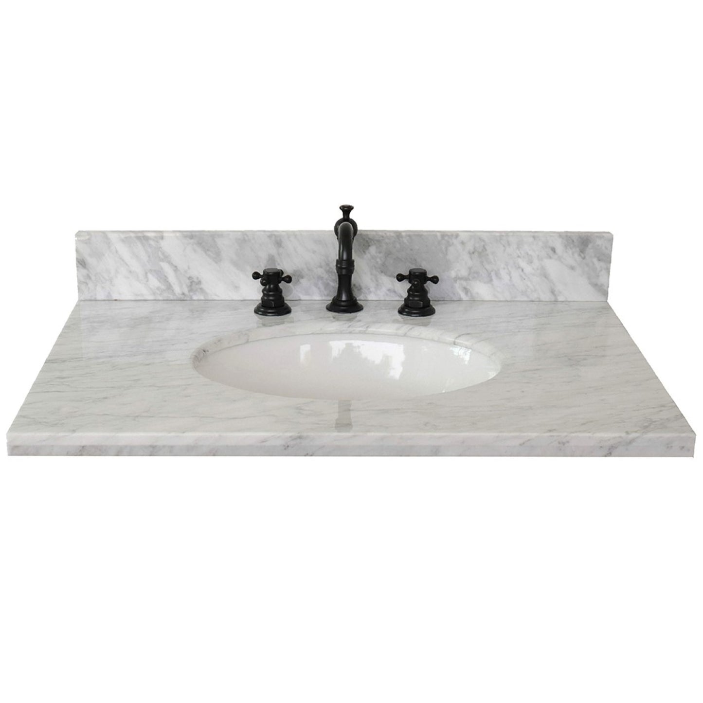 31 in. White Carrara Marble Top with Oval Sink