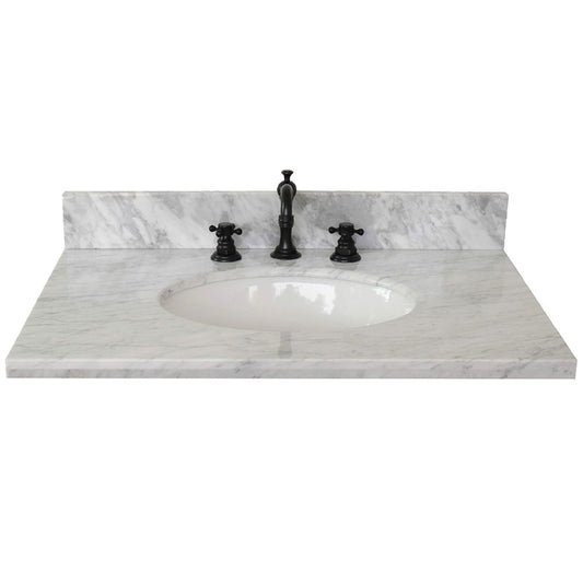 31 in. White Carrara Marble Top with Oval Sink