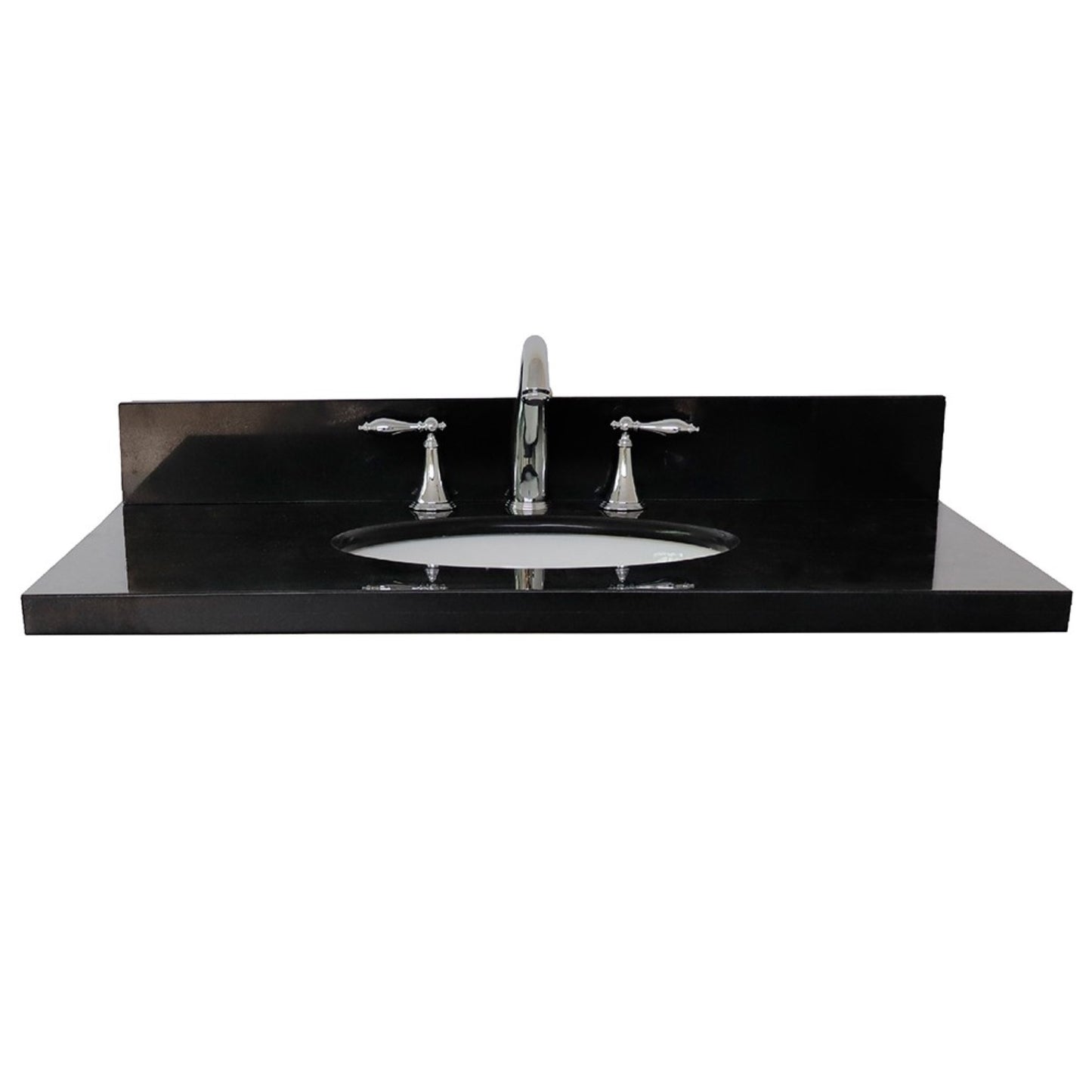 31 in. Black Galaxy Granite Top with Oval Sink