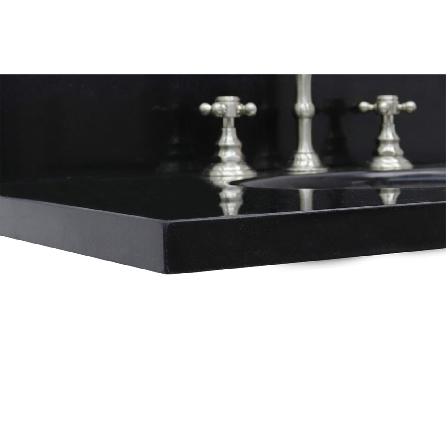 31 in. Black Galaxy Granite Top with Oval Sink