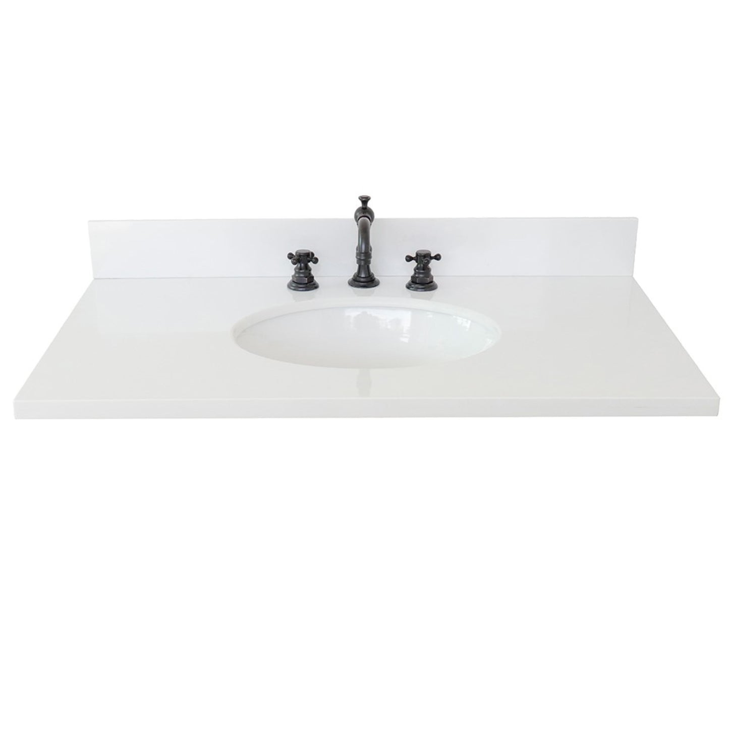 37 in. White Quartz Top with Oval Sink