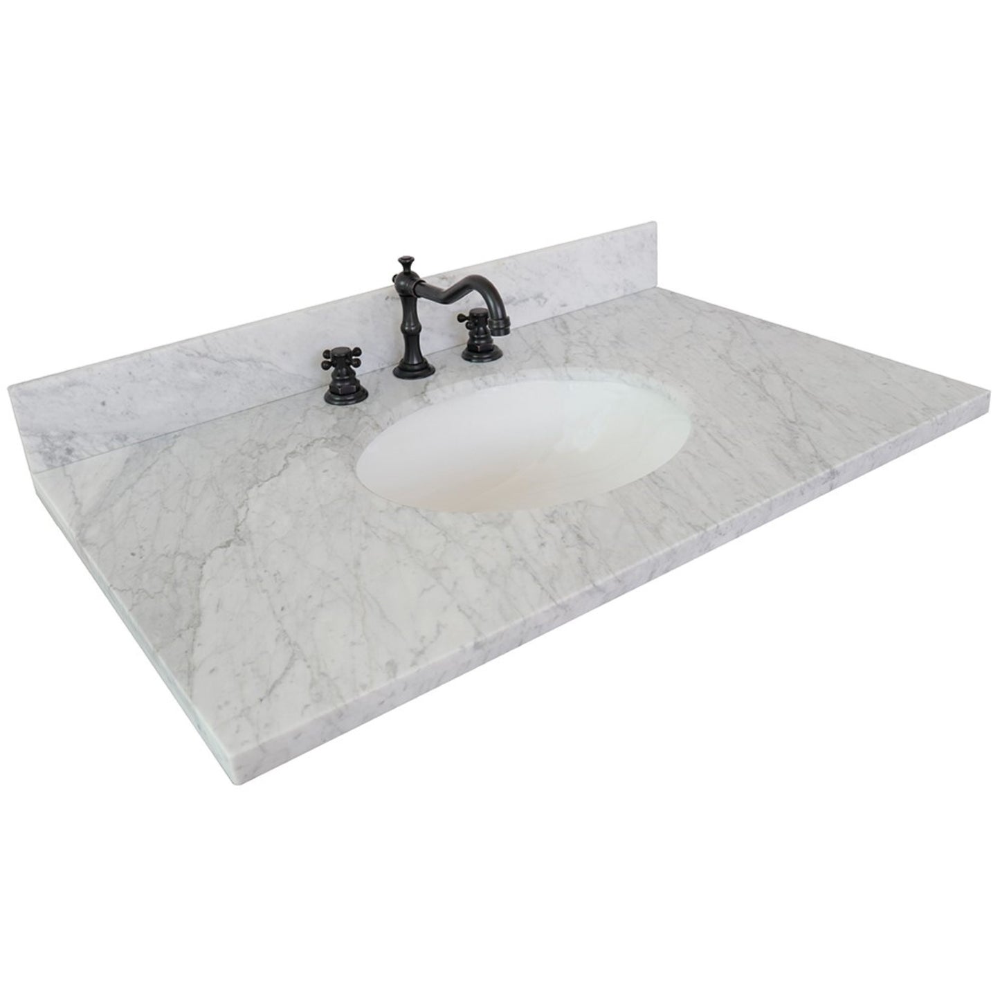 37 in. White Carrara Marble Top with Oval Sink