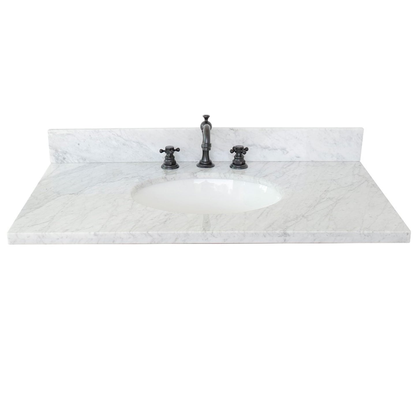 37 in. White Carrara Marble Top with Oval Sink