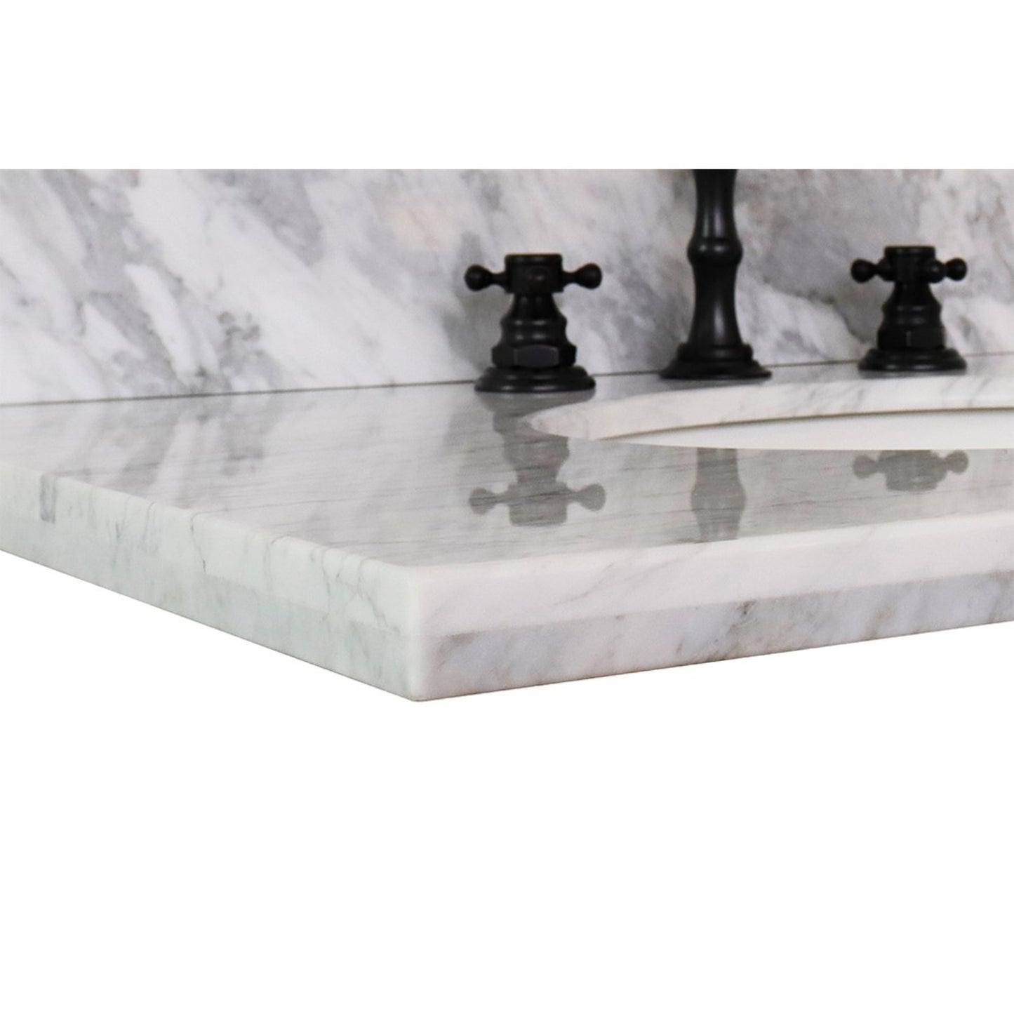 37 in. White Carrara Marble Top with Oval Sink