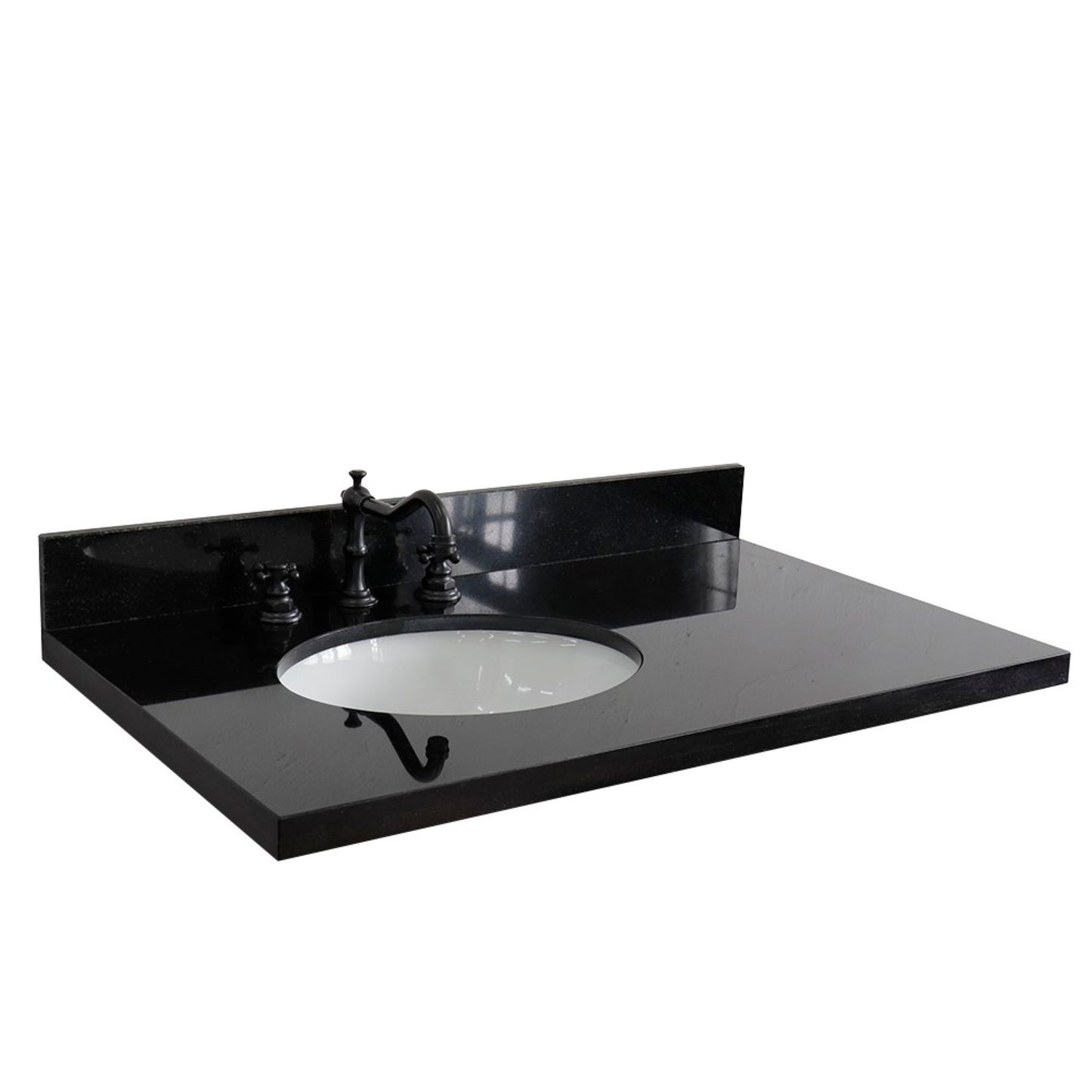 37 in. Black Galaxy Counter Top and Single Oval Left Sink