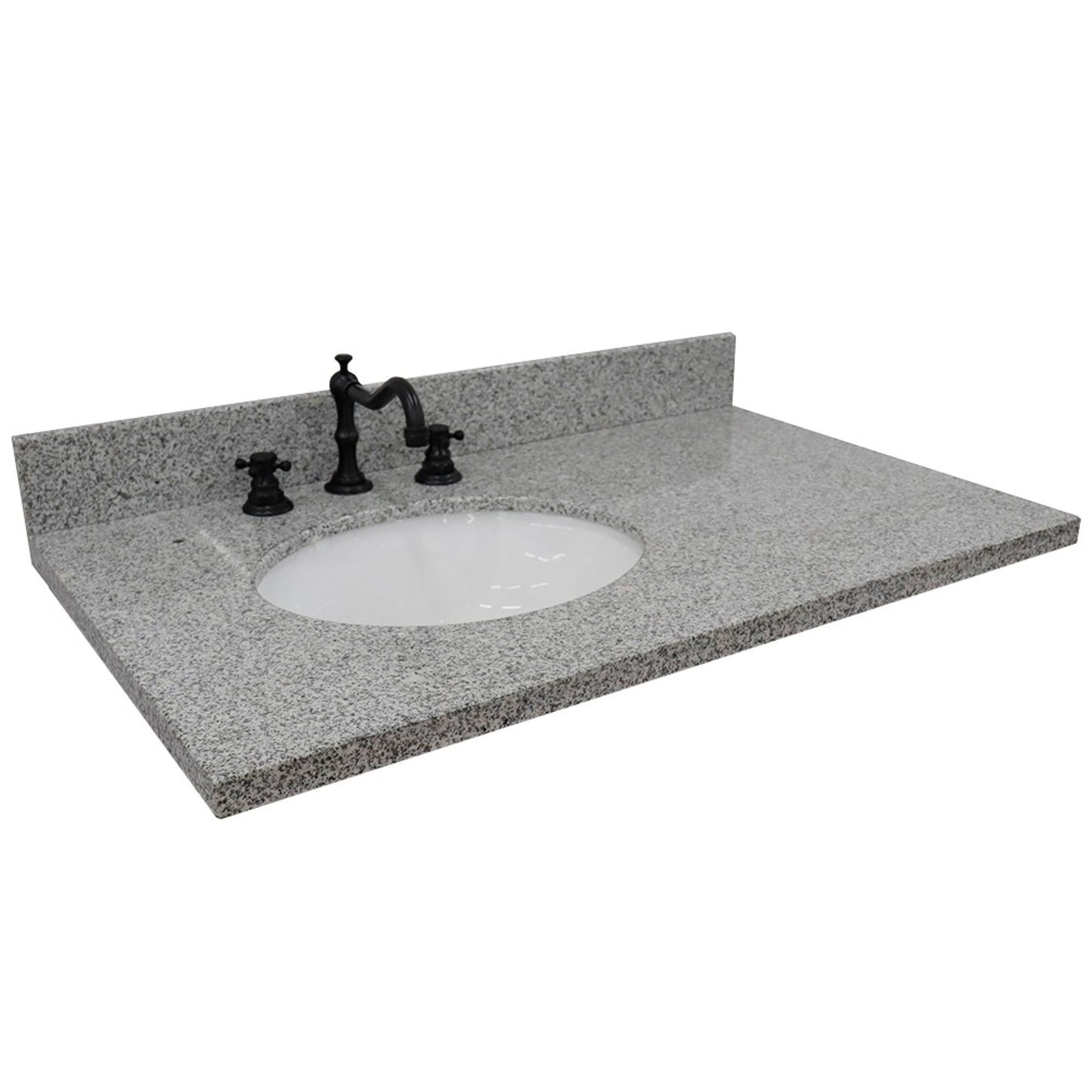 37 in. Gray Granite Counter Top and Single Oval Left Sink