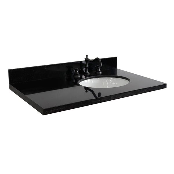 37 in. Black Galaxy Counter Top and Single Oval Right Sink