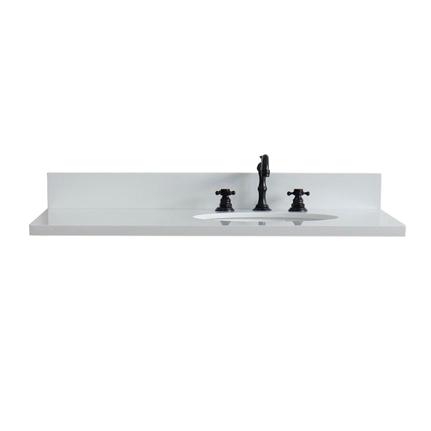 37 in. White Quartz Counter Top and Single Oval Right Sink