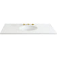 43 in. White Quartz Top with Single White Ceramic Oval Center Sink