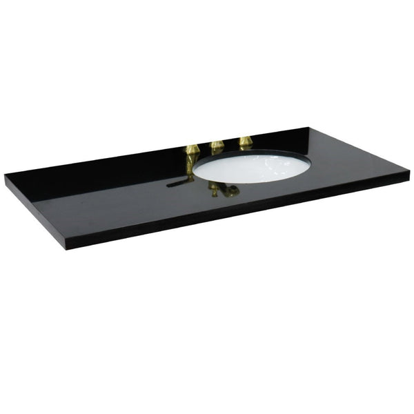 43 in. Black Galaxy Counter Top and Single Oval Right Sink